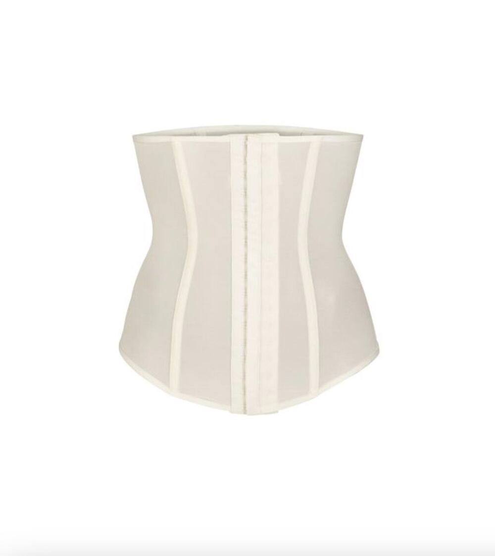 SKIMS Power Mesh Waist Trainer Marble White Sz M Cinch Snatch Shapewear Corset
